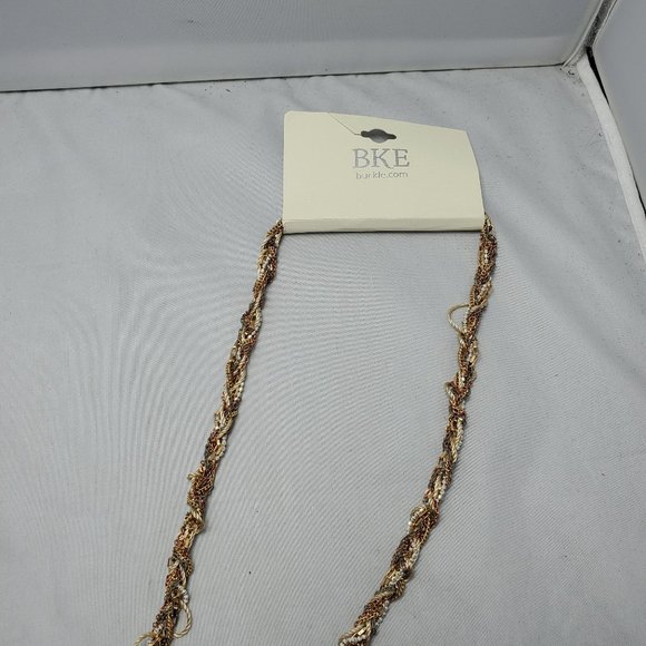 BKE knotted multi color necklace tassel gold-rose gold-cream white color chain - Picture 6 of 6